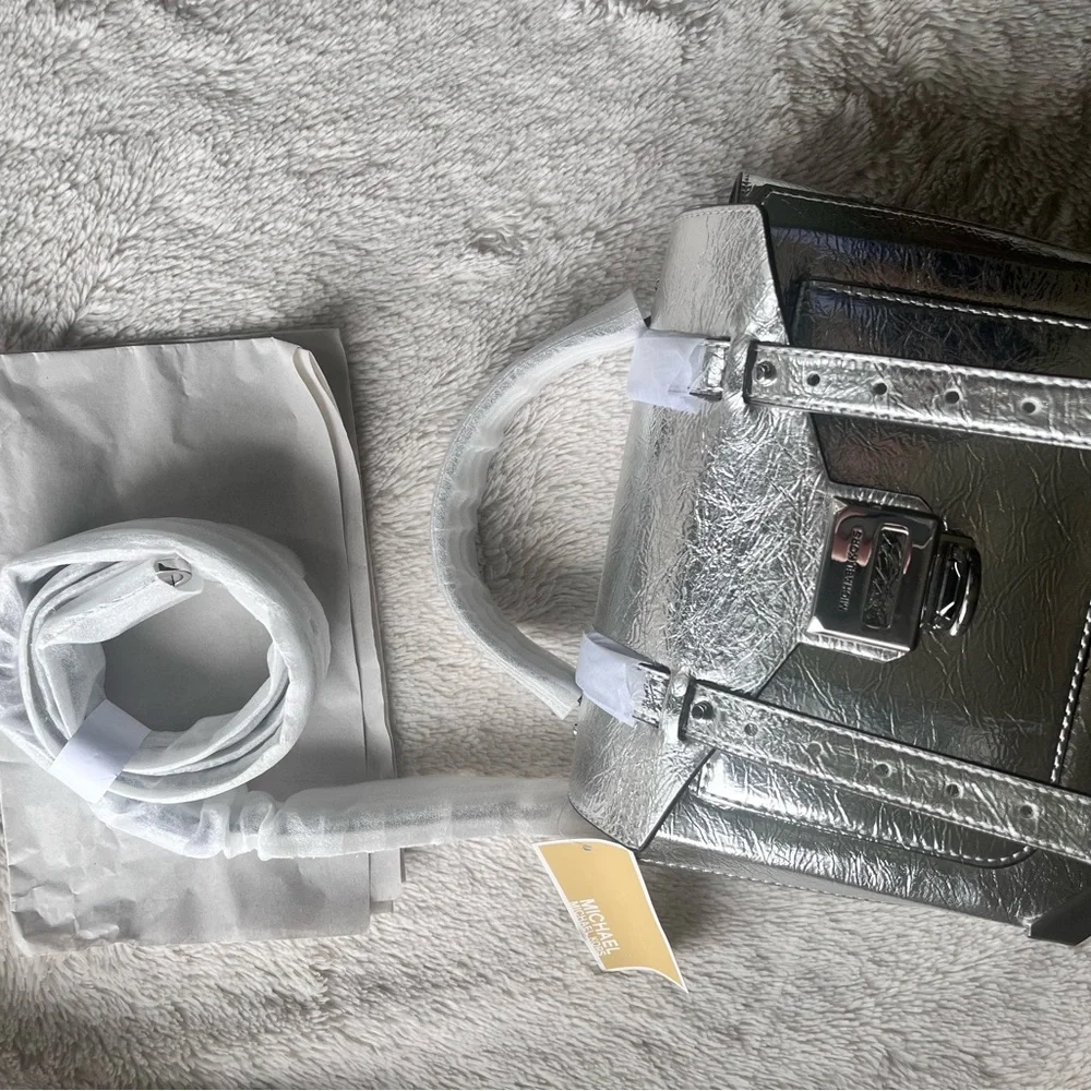 Michael Kors Metallic Silver Satchel - Picture 5 of 11